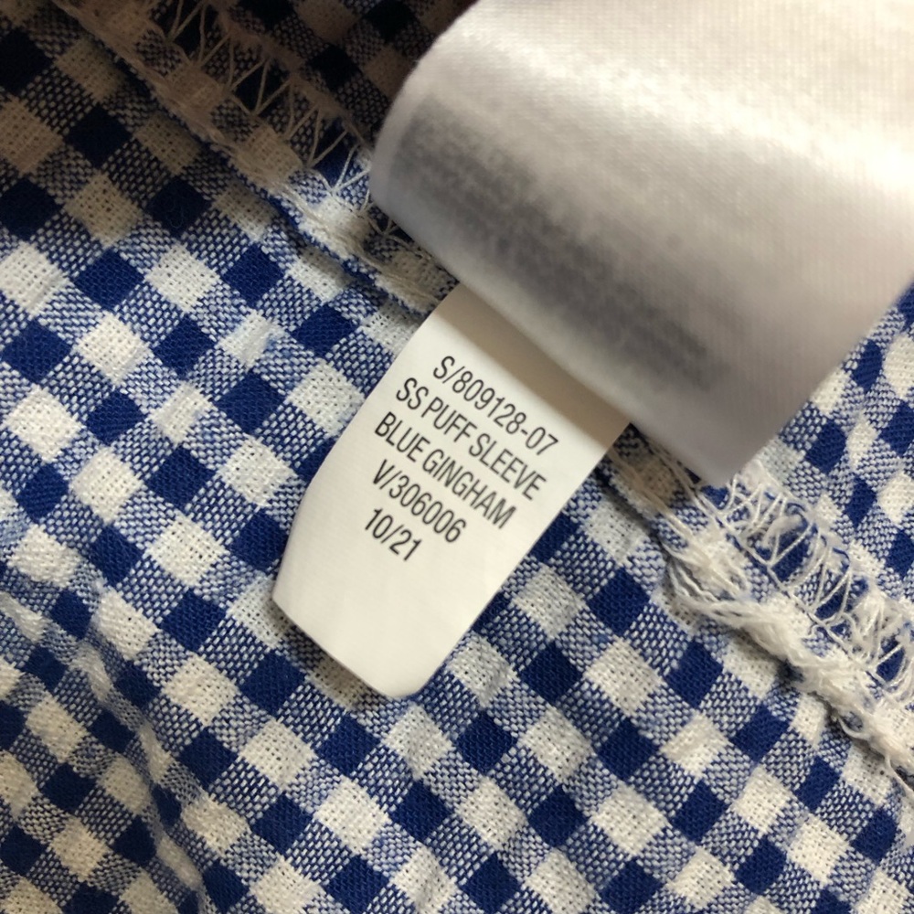 Old Navy Blue & White Gingham Puff Sleeve Tiered Midi Dress - Picture 6 of 9